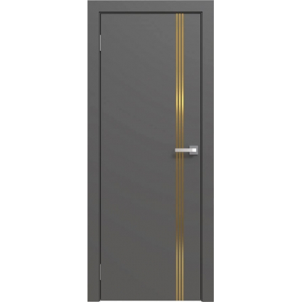 Дверь межкомнатная Эмаль Line-3 (Графит/ Золотой молдинг)